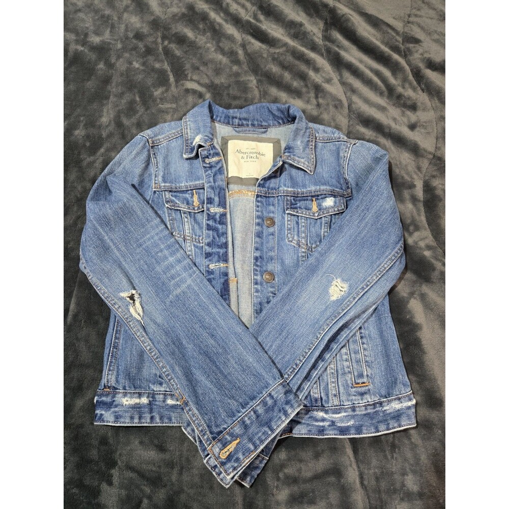 Y2K Vintage Abercrombie & Fitch Denim Trucker Jean Jacket - Women's Large